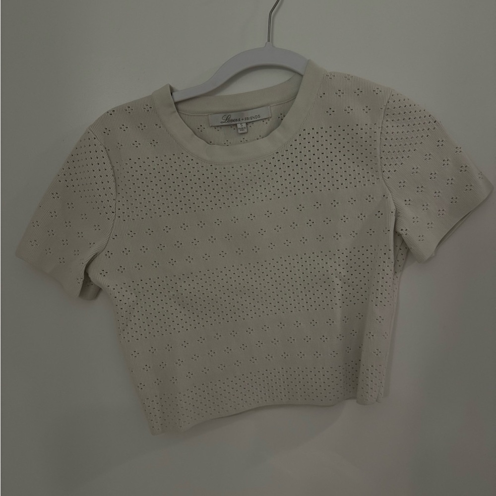 Lovers and Friends White Short Sleeve Crop Top